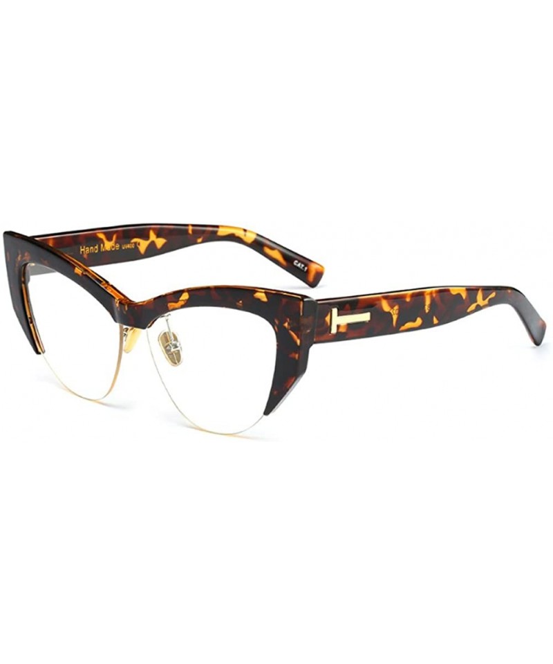 Cat Eye Cateye Sunglasses for Women Vintage Retro Cat Eye Half Rimmed glasses - C8 - CE18G924NQ9 $18.70
