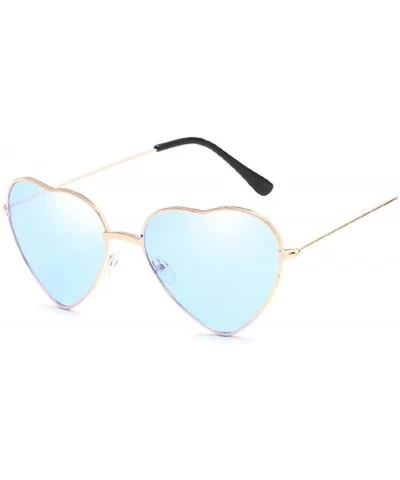 Goggle Heart Shaped Sunglasses Women Fashion LOVE Clear Ocean Lenses Pink Sun Glasses Oculos UV400 - Ocean Blue - C6197Y7KX4Z...