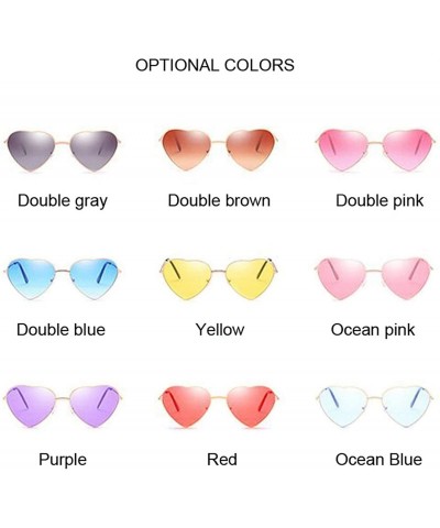 Goggle Heart Shaped Sunglasses Women Fashion LOVE Clear Ocean Lenses Pink Sun Glasses Oculos UV400 - Ocean Blue - C6197Y7KX4Z...