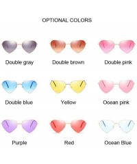 Goggle Heart Shaped Sunglasses Women Fashion LOVE Clear Ocean Lenses Pink Sun Glasses Oculos UV400 - Ocean Blue - C6197Y7KX4Z...