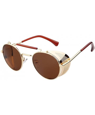 Goggle Sunglasses Side Shield Steampunk Vintage Cool UV Protection Round Glasses For Women&Men - C2 - CI12LWU9ISD $42.34
