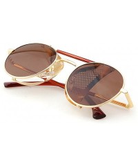 Goggle Sunglasses Side Shield Steampunk Vintage Cool UV Protection Round Glasses For Women&Men - C2 - CI12LWU9ISD $20.61