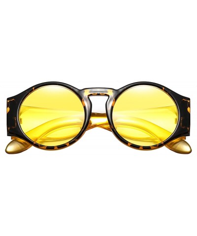 Round Round Sunglasses for Women Hippie Vintage Circle Frame - 03 Yellow Lens/Black Frame - C218GWXC65M $23.01