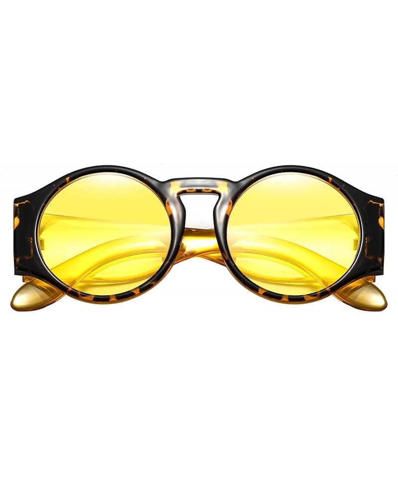 Round Round Sunglasses for Women Hippie Vintage Circle Frame - 03 Yellow Lens/Black Frame - C218GWXC65M $11.35