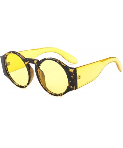 Round Round Sunglasses for Women Hippie Vintage Circle Frame - 03 Yellow Lens/Black Frame - C218GWXC65M $11.35