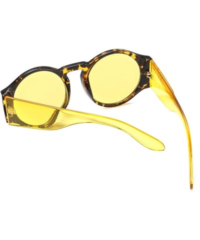 Round Round Sunglasses for Women Hippie Vintage Circle Frame - 03 Yellow Lens/Black Frame - C218GWXC65M $11.35