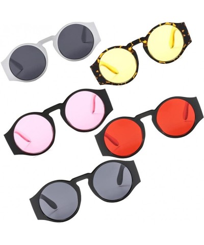 Round Round Sunglasses for Women Hippie Vintage Circle Frame - 03 Yellow Lens/Black Frame - C218GWXC65M $11.35