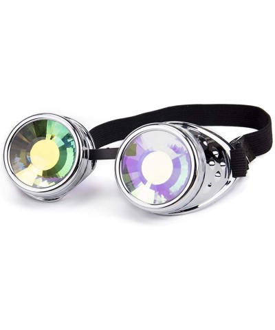 Goggle Barbed Wire Steampunk Goggles Kaleidoscope Rave Glasses Vintage Punk Gothic Cosplay - Silver-rainbow Lens-32 - CF18IDZ...