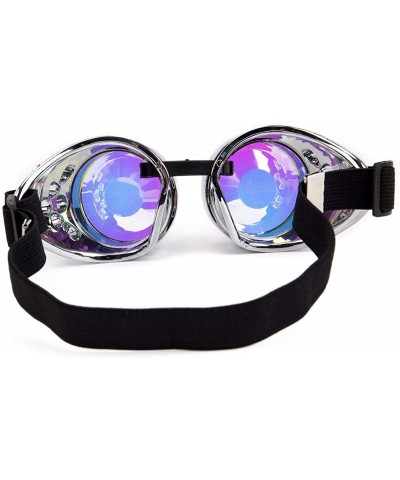 Goggle Barbed Wire Steampunk Goggles Kaleidoscope Rave Glasses Vintage Punk Gothic Cosplay - Silver-rainbow Lens-32 - CF18IDZ...