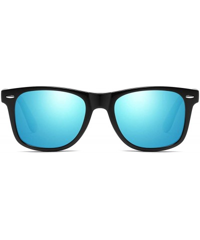 Wayfarer Vintage Retro HD Polarized Classic Sunglasses Tac Lens - Black Frame-blue Mirrored - CY18LL95S68 $23.30