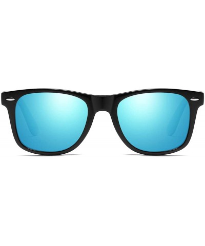 Wayfarer Vintage Retro HD Polarized Classic Sunglasses Tac Lens - Black Frame-blue Mirrored - CY18LL95S68 $19.90