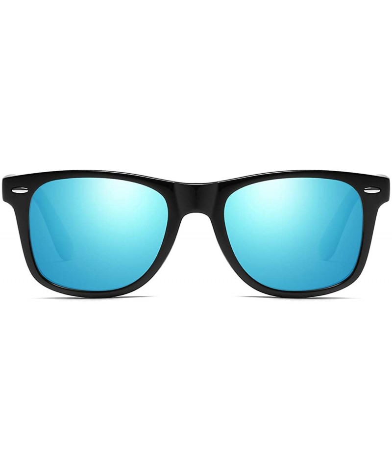 Wayfarer Vintage Retro HD Polarized Classic Sunglasses Tac Lens - Black Frame-blue Mirrored - CY18LL95S68 $9.69