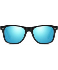 Wayfarer Vintage Retro HD Polarized Classic Sunglasses Tac Lens - Black Frame-blue Mirrored - CY18LL95S68 $19.90