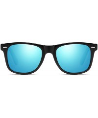 Wayfarer Vintage Retro HD Polarized Classic Sunglasses Tac Lens - Black Frame-blue Mirrored - CY18LL95S68 $9.69