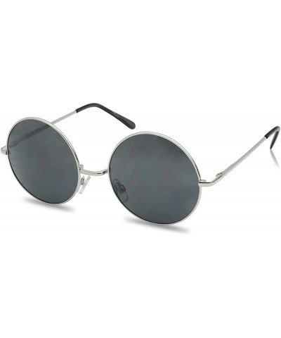 Oversized Womens Large Oversize Round Metal Vintage Vault Circle Xl Sunglasses (Silver) - C111AHBDOBP $11.93