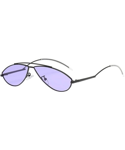 Aviator Womens Cat Eye Irregular Oval Rapper Sunglasses Vintage Retro Eyewear Unisex Fashion Sunglasses - CG18SRYG9R6 $19.89