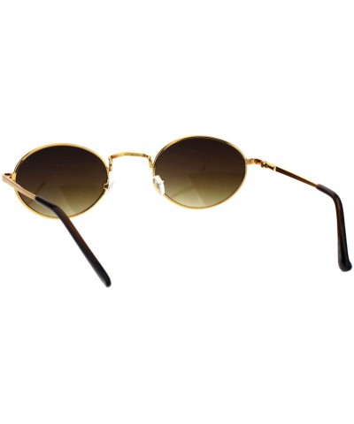 Oval Unisex Classic Design Sunglasses Oval Metal Frame Spring Hinge UV 400 - Gold (Brown) - CG18H4HUYHA $11.24