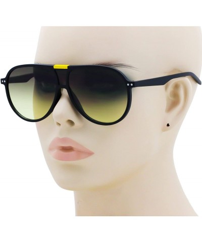 Aviator Classic Retro Hot Aviator Oceanic Gradient Lens Mens Womens Sunglasses - Black/Yellow - CK18DNLIZQ2 $10.25