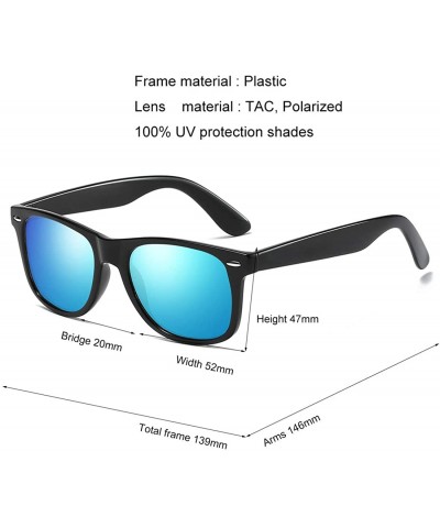 Wayfarer Vintage Retro HD Polarized Classic Sunglasses Tac Lens - Black Frame-blue Mirrored - CY18LL95S68 $9.69