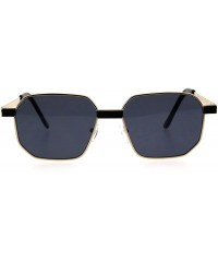 Rectangular Mens Rigid Squared Rectangular Minimal Metal Fashion Sunglasses - Gold Black - C818G6I7OEY $13.34