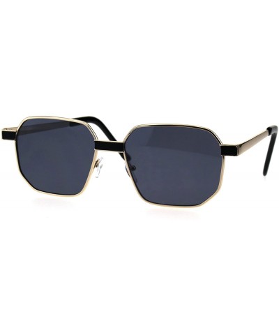 Rectangular Mens Rigid Squared Rectangular Minimal Metal Fashion Sunglasses - Gold Black - C818G6I7OEY $13.34