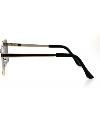 Rectangular Mens Rigid Squared Rectangular Minimal Metal Fashion Sunglasses - Gold Black - C818G6I7OEY $13.34