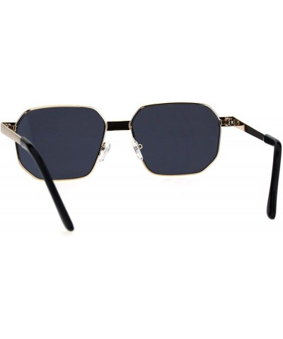 Rectangular Mens Rigid Squared Rectangular Minimal Metal Fashion Sunglasses - Gold Black - C818G6I7OEY $13.34