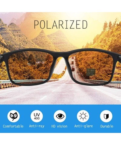 Rectangular Polarized 80's Retro Classic Trendy Stylish Ray Sunglasses for Men Women - Blue - CJ195UGERDC $12.69