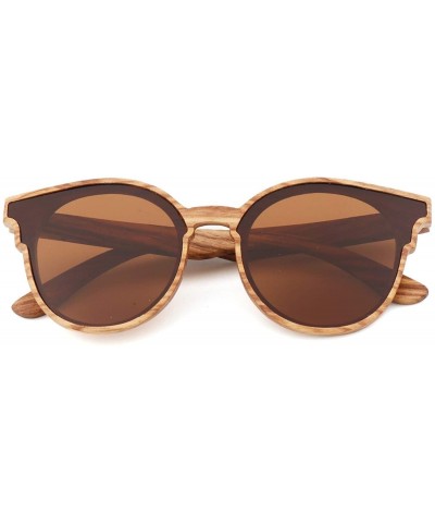 Aviator Women Wood Sunglasses Lady Retro Cateye Sun Glasses Polarized Glasses for men UV400 - C2 Brown Lens - CP18W5ENE0T $34.58