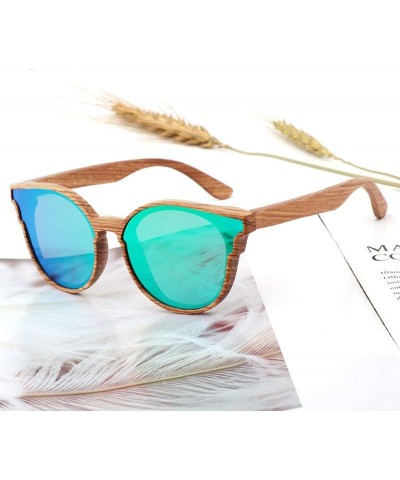Aviator Women Wood Sunglasses Lady Retro Cateye Sun Glasses Polarized Glasses for men UV400 - C2 Brown Lens - CP18W5ENE0T $34.58