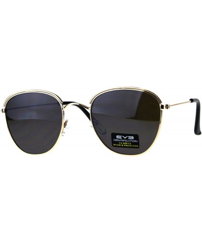 Rectangular Mens Eye Brow Trim Metal Rim Classic Retro Pilots Sunglasses - Gold Brown - CT18E4HTHR7 $8.08