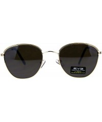 Rectangular Mens Eye Brow Trim Metal Rim Classic Retro Pilots Sunglasses - Gold Brown - CT18E4HTHR7 $8.08