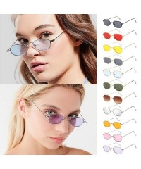 Oval Small Metal Frame Square Sunglasses-Polarized UV400 Protection Oval Metal Frame Eyewear for Men and Women (K) - K - C419...