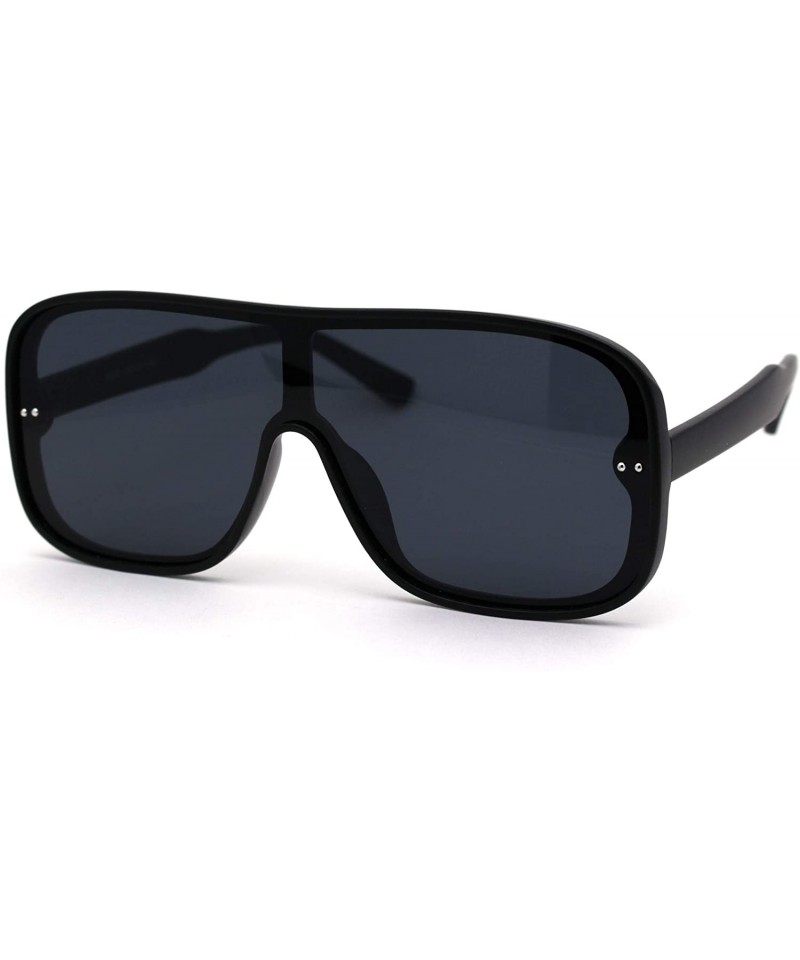 Shield Mens Plastic Shield Racer Retro Gradient Lens Sunglasses - Matte Black Solid Black - C41956WELWQ $10.62