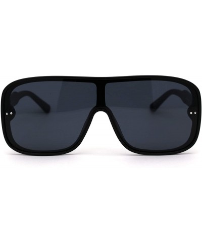 Shield Mens Plastic Shield Racer Retro Gradient Lens Sunglasses - Matte Black Solid Black - C41956WELWQ $10.62