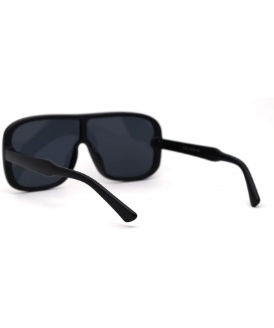 Shield Mens Plastic Shield Racer Retro Gradient Lens Sunglasses - Matte Black Solid Black - C41956WELWQ $10.62