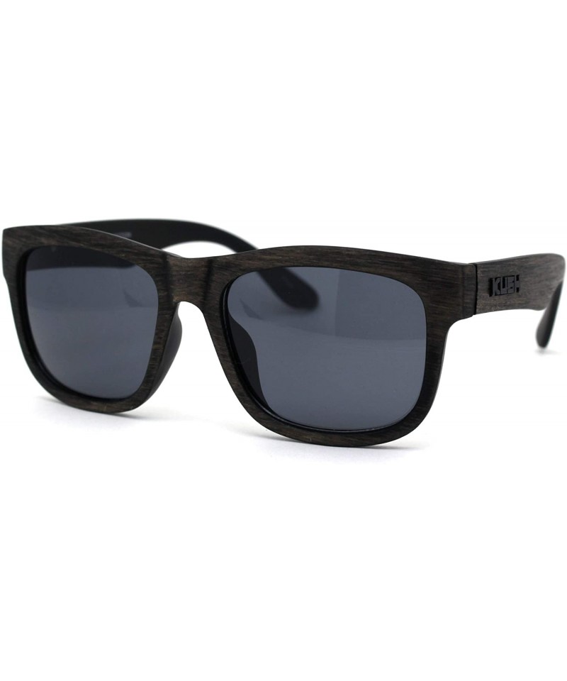 Sport Mens Brushed Wood Grain Sport Horn Rim Black Lens Sunglasses - Brown Wood Grain - CP194UNHK60 $12.01