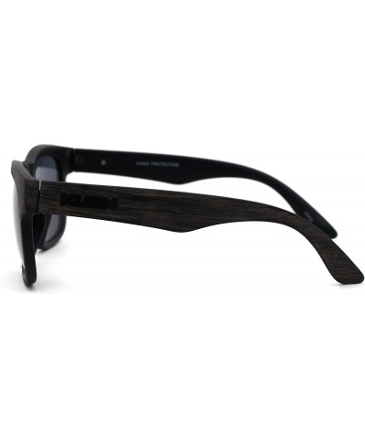 Sport Mens Brushed Wood Grain Sport Horn Rim Black Lens Sunglasses - Brown Wood Grain - CP194UNHK60 $12.01