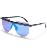 Sport Big Frame Sunglasses Retro One-Piece Sun Visor Men and Women Bright Black Glasses - 1 - CZ190O6UROZ $32.07