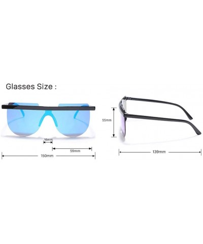 Sport Big Frame Sunglasses Retro One-Piece Sun Visor Men and Women Bright Black Glasses - 1 - CZ190O6UROZ $32.07