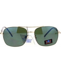 Square Air Force Fashion Sunglasses Square Aviator Unisex Designer Shades UV 400 - Gold (Green) - CM1879294RC $7.86