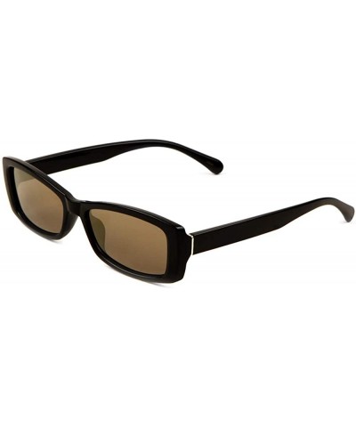 Rectangular Rounded Rectangular Wide Bridge Sunglasses - Brown Black - CY197Q9Y825 $11.52