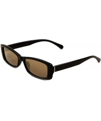 Rectangular Rounded Rectangular Wide Bridge Sunglasses - Brown Black - CY197Q9Y825 $11.52