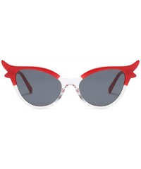 Oval Women Vintage Retro Cat Eye Sunglasses Resin frame Oval Lens Mod Style - Red - CT18DTOZWQH $19.78