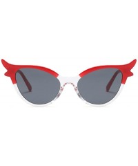 Oval Women Vintage Retro Cat Eye Sunglasses Resin frame Oval Lens Mod Style - Red - CT18DTOZWQH $11.08