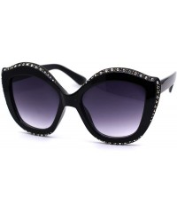 Butterfly Womens Rhinestone Studded Butterfly Chic Plastic Sunglasses - Black Smoke - CA1959K6YR3 $11.83