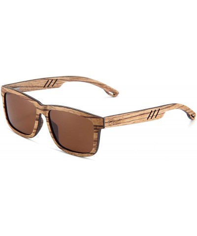 Rectangular Wood Polarized Sunglasses for Men and Women - Rectangular Collection - UV Protected - Portos - C0192ASGLQO $52.83