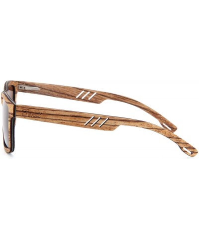 Rectangular Wood Polarized Sunglasses for Men and Women - Rectangular Collection - UV Protected - Portos - C0192ASGLQO $52.83