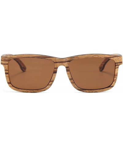 Rectangular Wood Polarized Sunglasses for Men and Women - Rectangular Collection - UV Protected - Portos - C0192ASGLQO $52.83