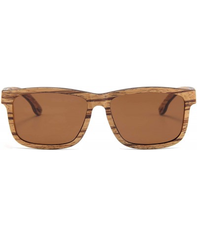 Rectangular Wood Polarized Sunglasses for Men and Women - Rectangular Collection - UV Protected - Portos - C0192ASGLQO $52.83